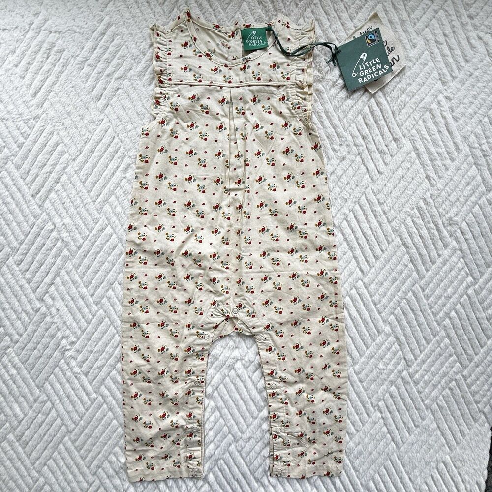 Little Green Radicals 18-24M Floral Organic Cotton Frill Summer Romper NWT